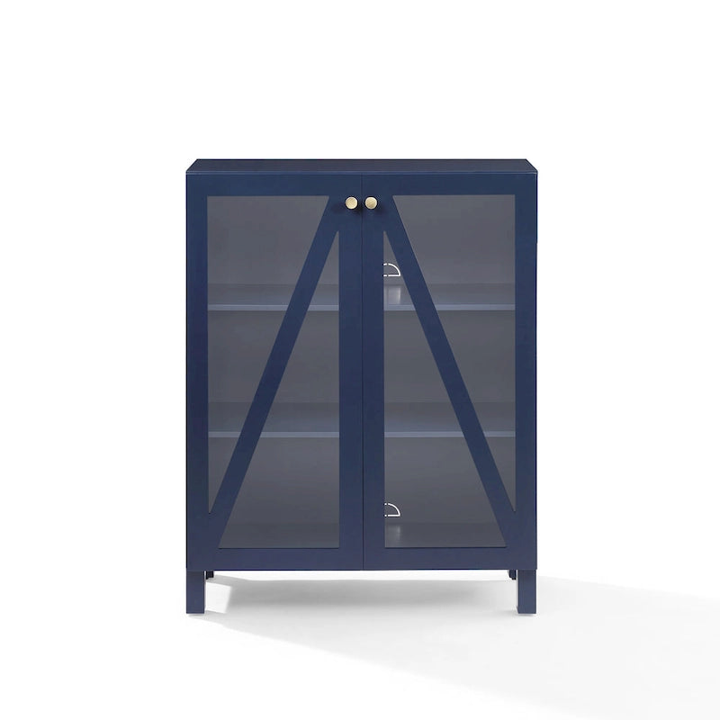 Meuble de rangement empilable avec portes en verre - 2 étagères réglables - Organiseur de cuisine ou salle de bain style moderne-rustique