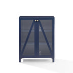 Meuble de rangement empilable avec portes en verre - 2 étagères réglables - Organiseur de cuisine ou salle de bain style moderne-rustique
