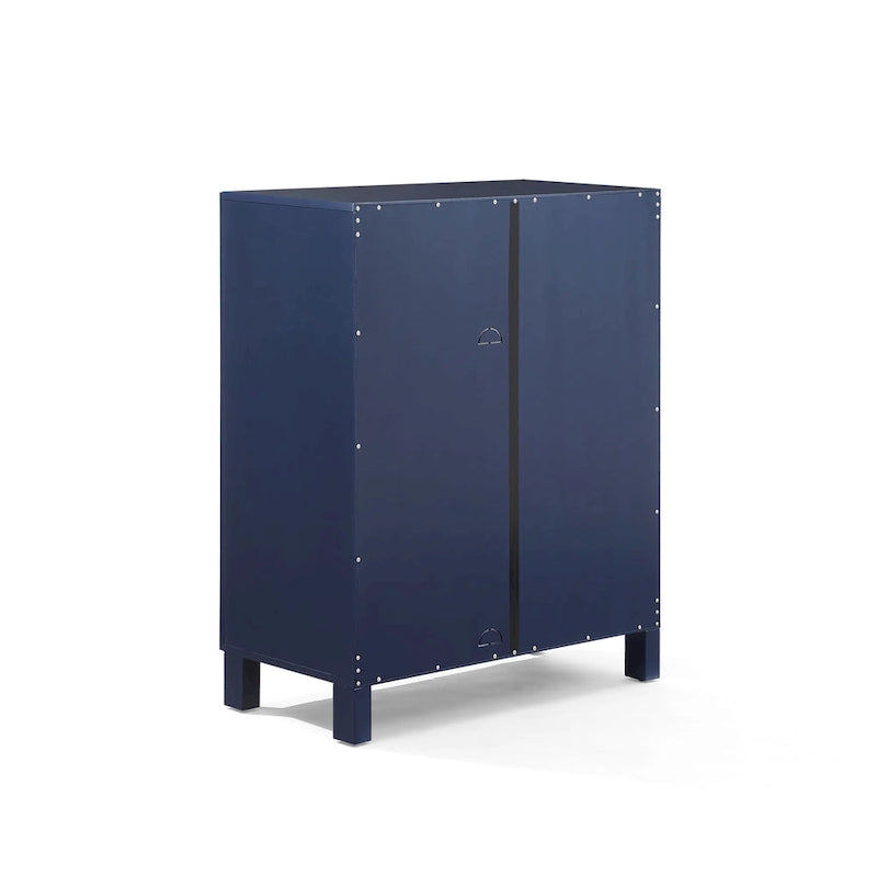 Meuble de rangement empilable avec portes en verre - 2 étagères réglables - Organiseur de cuisine ou salle de bain style moderne-rustique