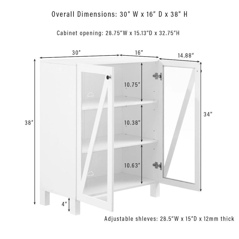 Meuble de rangement empilable avec portes en verre - 2 étagères réglables - Organiseur de cuisine ou salle de bain style moderne-rustique