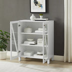 Meuble de rangement empilable avec portes en verre - 2 étagères réglables - Organiseur de cuisine ou salle de bain style moderne-rustique