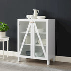 Meuble de rangement empilable avec portes en verre - 2 étagères réglables - Organiseur de cuisine ou salle de bain style moderne-rustique
