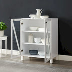 Meuble de rangement empilable avec portes en verre - 2 étagères réglables - Organiseur de cuisine ou salle de bain style moderne-rustique