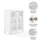 Meuble de rangement empilable avec portes en verre - 2 étagères réglables - Organiseur de cuisine ou salle de bain style moderne-rustique