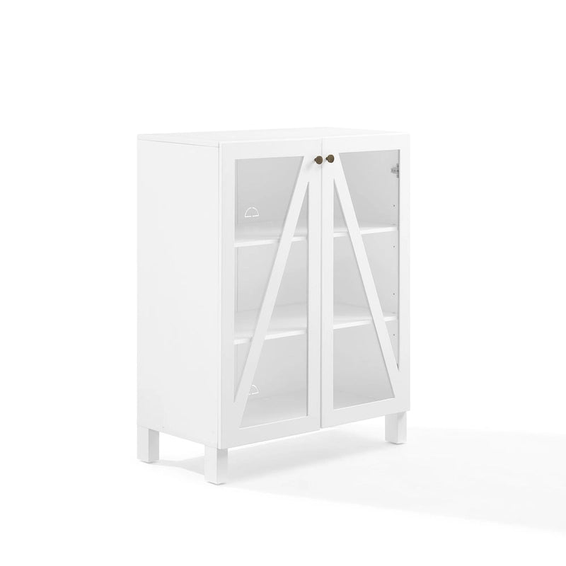 Meuble de rangement empilable avec portes en verre - 2 étagères réglables - Organiseur de cuisine ou salle de bain style moderne-rustique