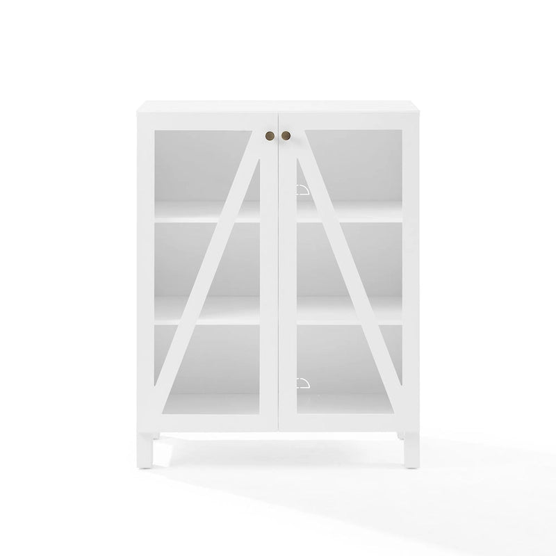 Meuble de rangement empilable avec portes en verre - 2 étagères réglables - Organiseur de cuisine ou salle de bain style moderne-rustique