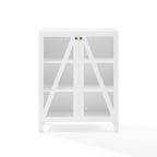 Meuble de rangement empilable avec portes en verre - 2 étagères réglables - Organiseur de cuisine ou salle de bain style moderne-rustique