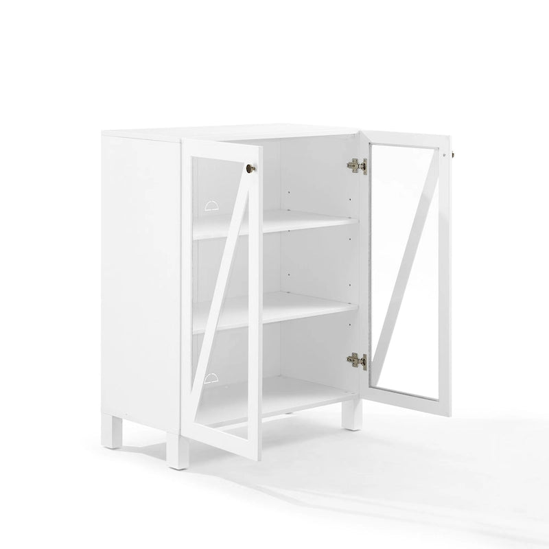Meuble de rangement empilable avec portes en verre - 2 étagères réglables - Organiseur de cuisine ou salle de bain style moderne-rustique