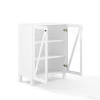Meuble de rangement empilable avec portes en verre - 2 étagères réglables - Organiseur de cuisine ou salle de bain style moderne-rustique