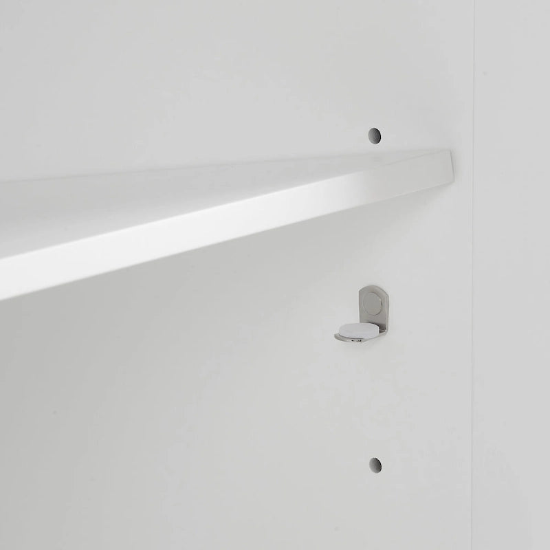 Meuble de rangement empilable avec portes en verre - 2 étagères réglables - Organiseur de cuisine ou salle de bain style moderne-rustique