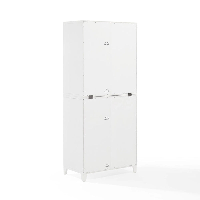 2-Piece Pantry Storage Cabinet Set Glass Door Hutch Adjustable Shelves Brushed Gold Hardware Tempered Glass Modern Farmhouse Furniture