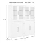 2-Piece Pantry Storage Cabinet Set Glass Door Hutch Adjustable Shelves Brushed Gold Hardware Tempered Glass Modern Farmhouse Furniture