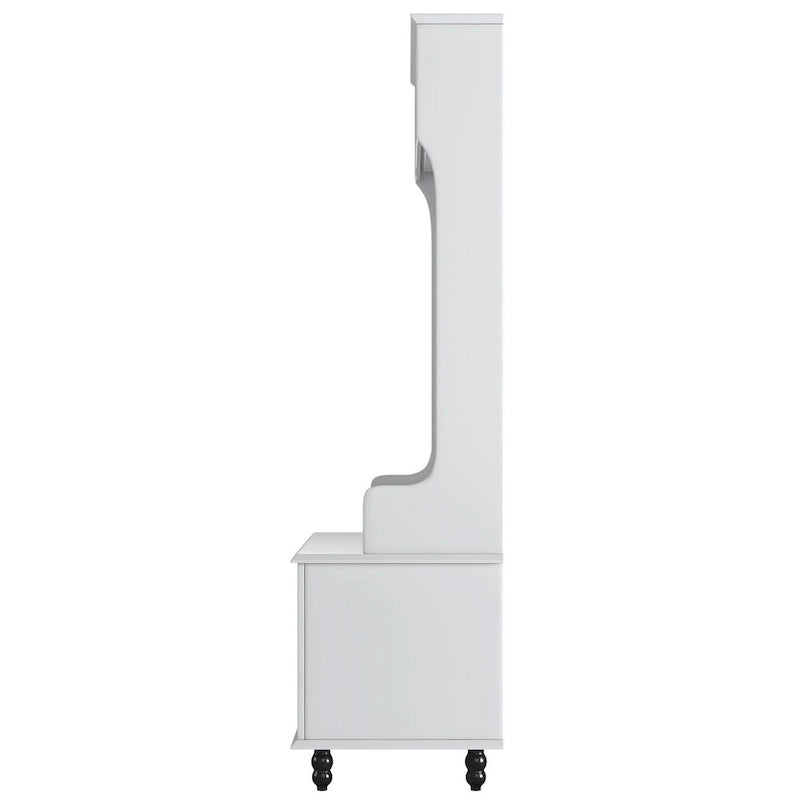 Entryway Hall Tree Bench with Storage Cabinet, 4 Hooks, 2 Shelves - 40" Wide Traditional Style Coat Rack Organizer