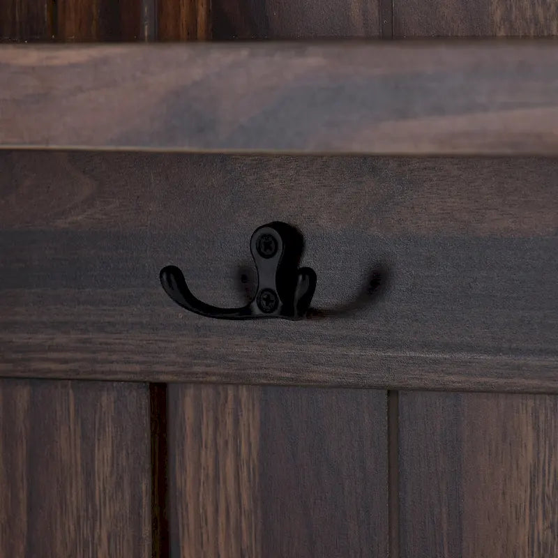 Entryway Hall Tree Bench with Storage Cabinet, 4 Hooks, 2 Shelves - 40" Wide Traditional Style Coat Rack Organizer