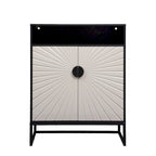 5-Tier Shoe Storage Cabinet MDF Wood Doors Motion Sensor Night Light Adjustable Shelves Golden Metal Base Organizer Entryway Furniture