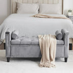 Upholstered Storage Bench with Armrests for Living Room Entryway
