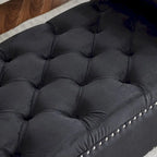 Upholstered Storage Bench with Armrests for Living Room Entryway