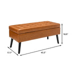 Tufted Storage Bench 43.3" Upholstered Ottoman with Lift Top - Beige Linen Bedroom Entryway Bench, 300 lbs Capacity, Solid Wood Legs