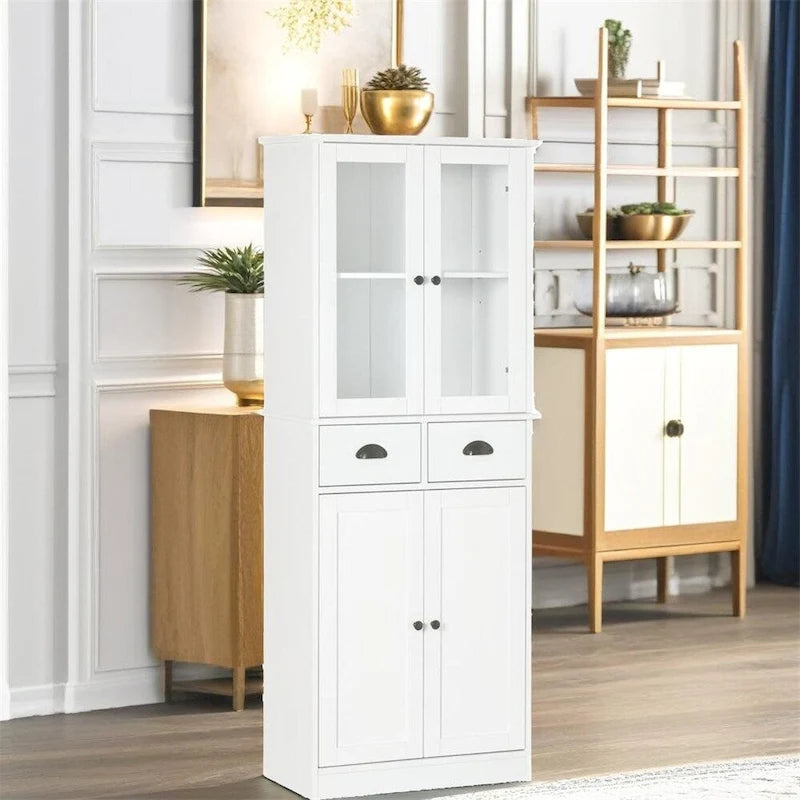 Freestanding Kitchen Storage Cabinet w/ Adjustable Shelves and Drawers - N/A