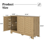 Meuble de rangement Mid-Century en bois avec étagère réglable et porte tressée – Buffet/bahut en MDF pour chambre, salon, cuisine
