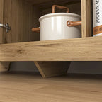 Meuble de rangement Mid-Century en bois avec étagère réglable et porte tressée – Buffet/bahut en MDF pour chambre, salon, cuisine