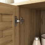 Meuble de rangement Mid-Century en bois avec étagère réglable et porte tressée – Buffet/bahut en MDF pour chambre, salon, cuisine