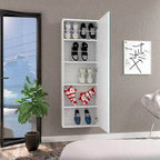 Wall Mounted Shoe Rack With Mirror Chimg, Single Door, White Finish,High quality and durable