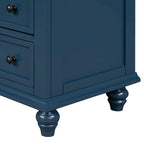 3-Drawer Wood Storage Cabinet End Table with Pull-Out Tray MDF Pine Solid Wood Rubber Legs Ball Slide 150 lbs Capacity Accent Furniture