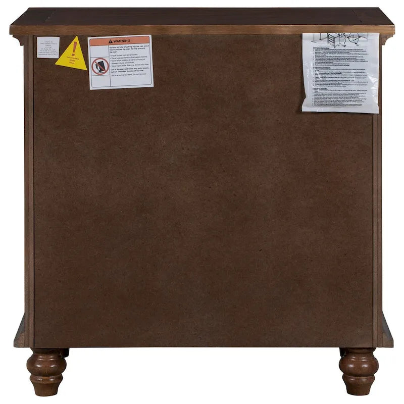 3-Drawer Wood Storage Cabinet End Table with Pull-Out Tray MDF Pine Solid Wood Rubber Legs Ball Slide 150 lbs Capacity Accent Furniture