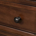 3-Drawer Wood Storage Cabinet End Table with Pull-Out Tray MDF Pine Solid Wood Rubber Legs Ball Slide 150 lbs Capacity Accent Furniture