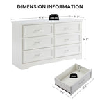 6-Drawer Dresser Chest for Bedroom - Modern Clothes Organizer with Metal Pulls & Anti-Tip Device - Particle Board Storage Cabinet
