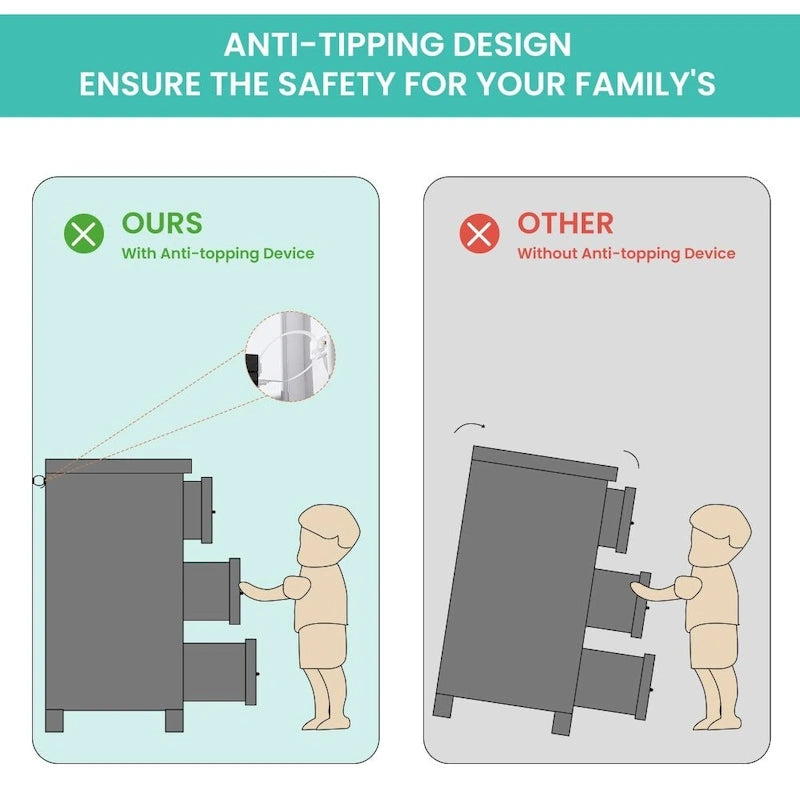 6-Drawer Dresser Chest for Bedroom - Modern Clothes Organizer with Metal Pulls & Anti-Tip Device - Particle Board Storage Cabinet