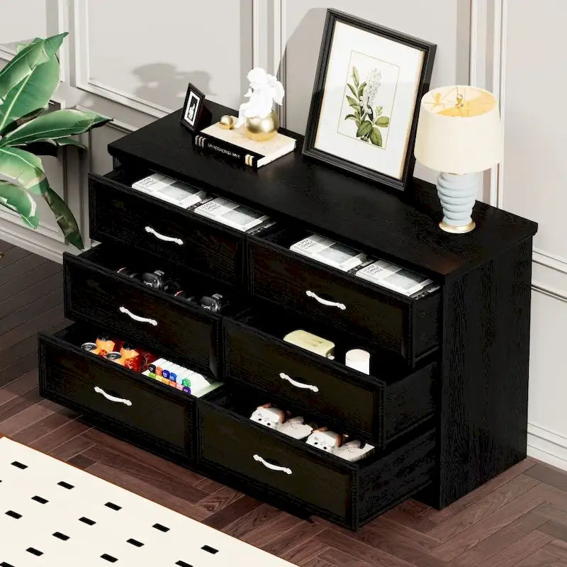 6-Drawer Dresser Chest for Bedroom - Modern Clothes Organizer with Metal Pulls & Anti-Tip Device - Particle Board Storage Cabinet