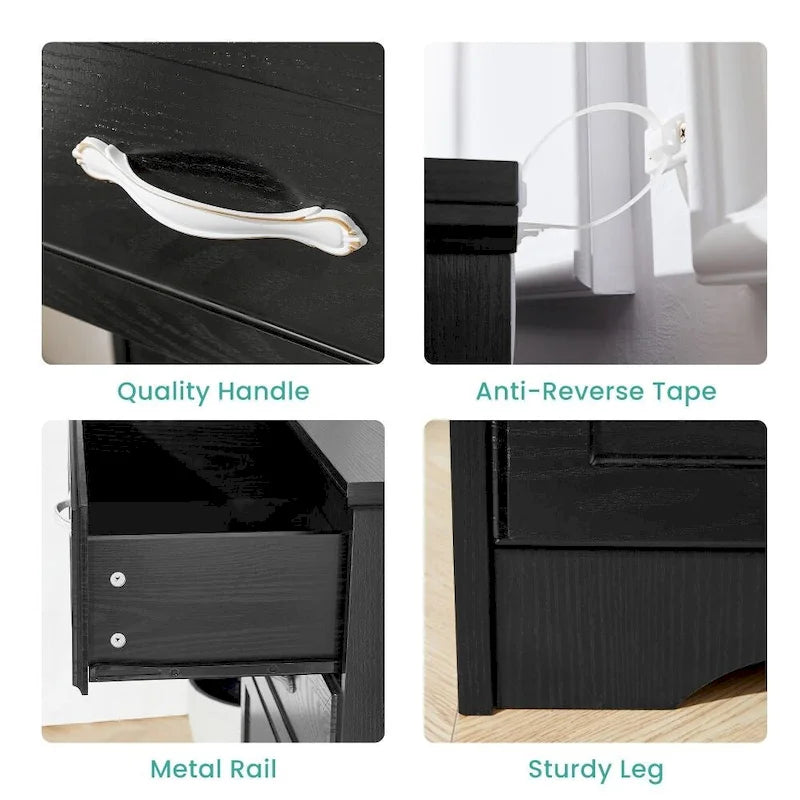 6-Drawer Dresser Chest for Bedroom - Modern Clothes Organizer with Metal Pulls & Anti-Tip Device - Particle Board Storage Cabinet