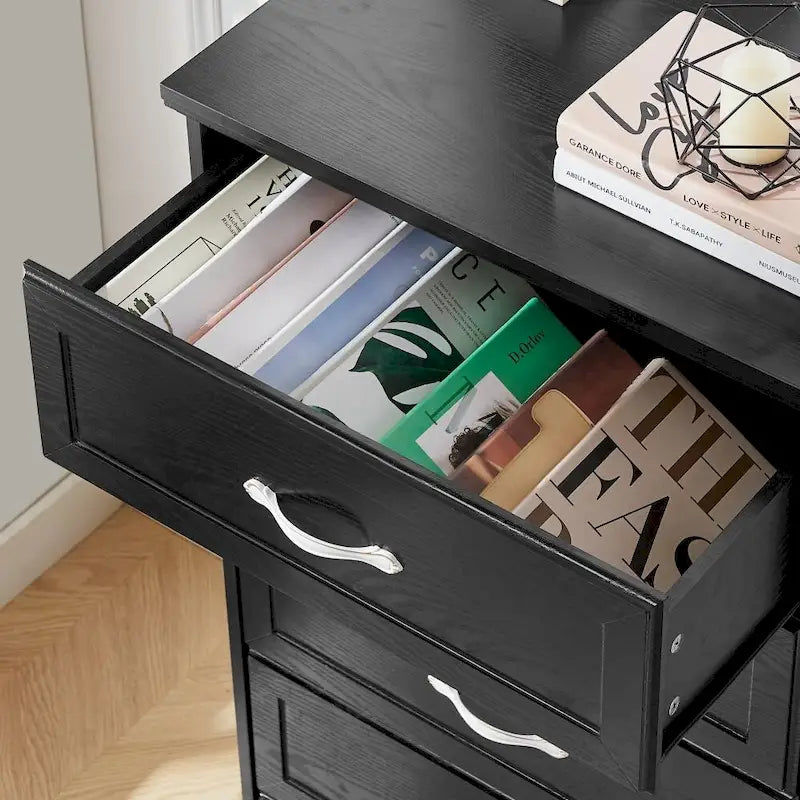 6-Drawer Dresser Chest for Bedroom - Modern Clothes Organizer with Metal Pulls & Anti-Tip Device - Particle Board Storage Cabinet