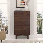 7-Drawer Sideboard Cabinet 47.56"W Birch Wood Auburn Finish Retro Storage Organizer for Bedroom Living Room Dining Room Furniture