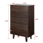 7-Drawer Sideboard Cabinet 47.56"W Birch Wood Auburn Finish Retro Storage Organizer for Bedroom Living Room Dining Room Furniture