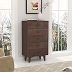 7-Drawer Sideboard Cabinet 47.56"W Birch Wood Auburn Finish Retro Storage Organizer for Bedroom Living Room Dining Room Furniture