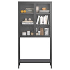 Display Storage Cabinet Glass Doors Cold-Rolled Steel 2 Adjustable Shelves Magnetic Closure Anti-Tip Modern Organizer Multi-Room Furniture