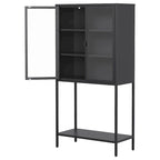 Display Storage Cabinet Glass Doors Cold-Rolled Steel 2 Adjustable Shelves Magnetic Closure Anti-Tip Modern Organizer Multi-Room Furniture