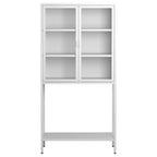 Display Storage Cabinet Glass Doors Cold-Rolled Steel 2 Adjustable Shelves Magnetic Closure Anti-Tip Modern Organizer Multi-Room Furniture