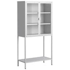 Display Storage Cabinet Glass Doors Cold-Rolled Steel 2 Adjustable Shelves Magnetic Closure Anti-Tip Modern Organizer Multi-Room Furniture