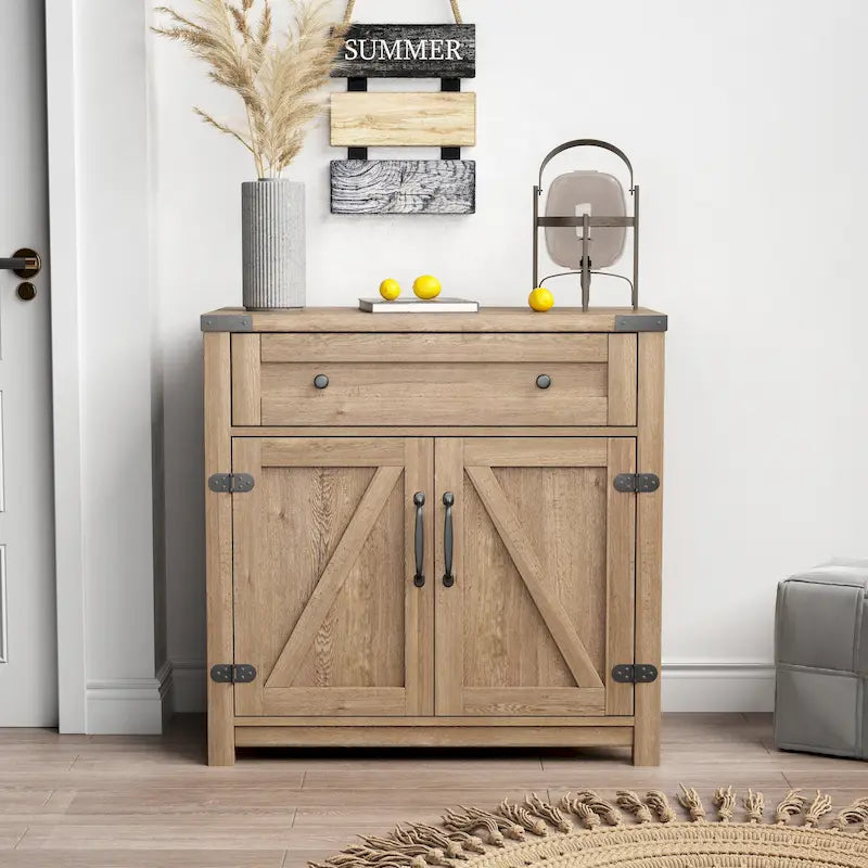 Double Barn Door Accent Cabinet