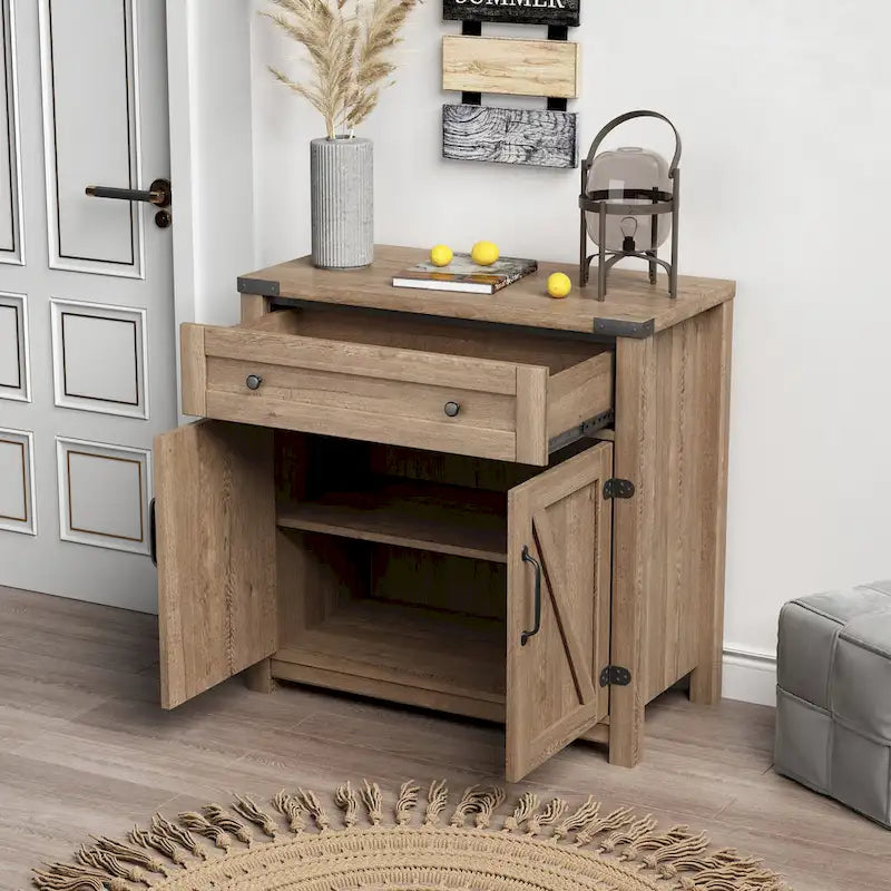 Double Barn Door Accent Cabinet