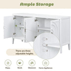 Retro Sideboard Cabinet with Adjustable Shelves, 4 Door Storage, Round Metal Handles, Wood Kitchen Dining Room Furniture