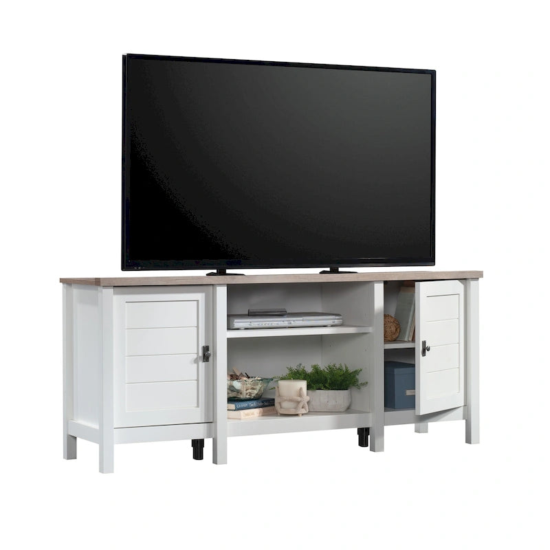 59" Farmhouse TV Stand Credenza with Storage Doors & Adjustable Shelves - Mystic Oak Wood Entertainment Center for 65" TV