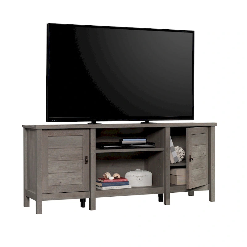 59" Farmhouse TV Stand Credenza with Storage Doors & Adjustable Shelves - Mystic Oak Wood Entertainment Center for 65" TV