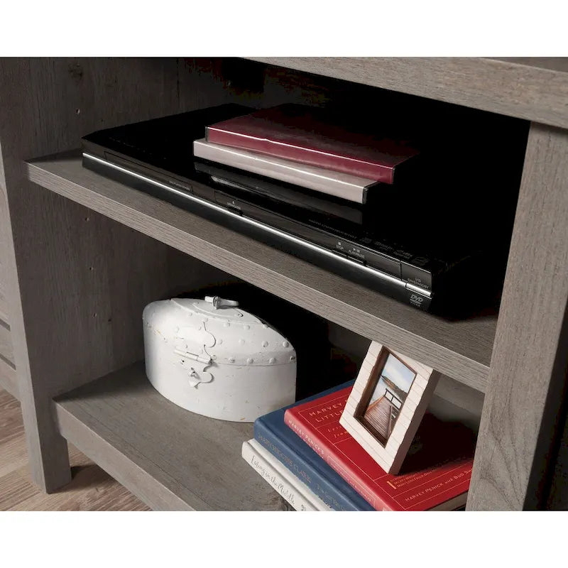 59" Farmhouse TV Stand Credenza with Storage Doors & Adjustable Shelves - Mystic Oak Wood Entertainment Center for 65" TV