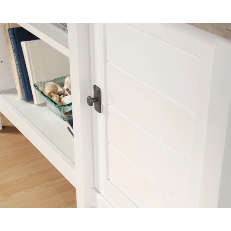 59" Farmhouse TV Stand Credenza with Storage Doors & Adjustable Shelves - Mystic Oak Wood Entertainment Center for 65" TV