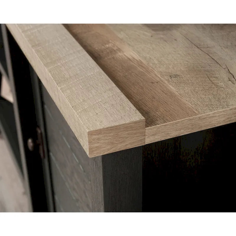 59" Farmhouse TV Stand Credenza with Storage Doors & Adjustable Shelves - Mystic Oak Wood Entertainment Center for 65" TV